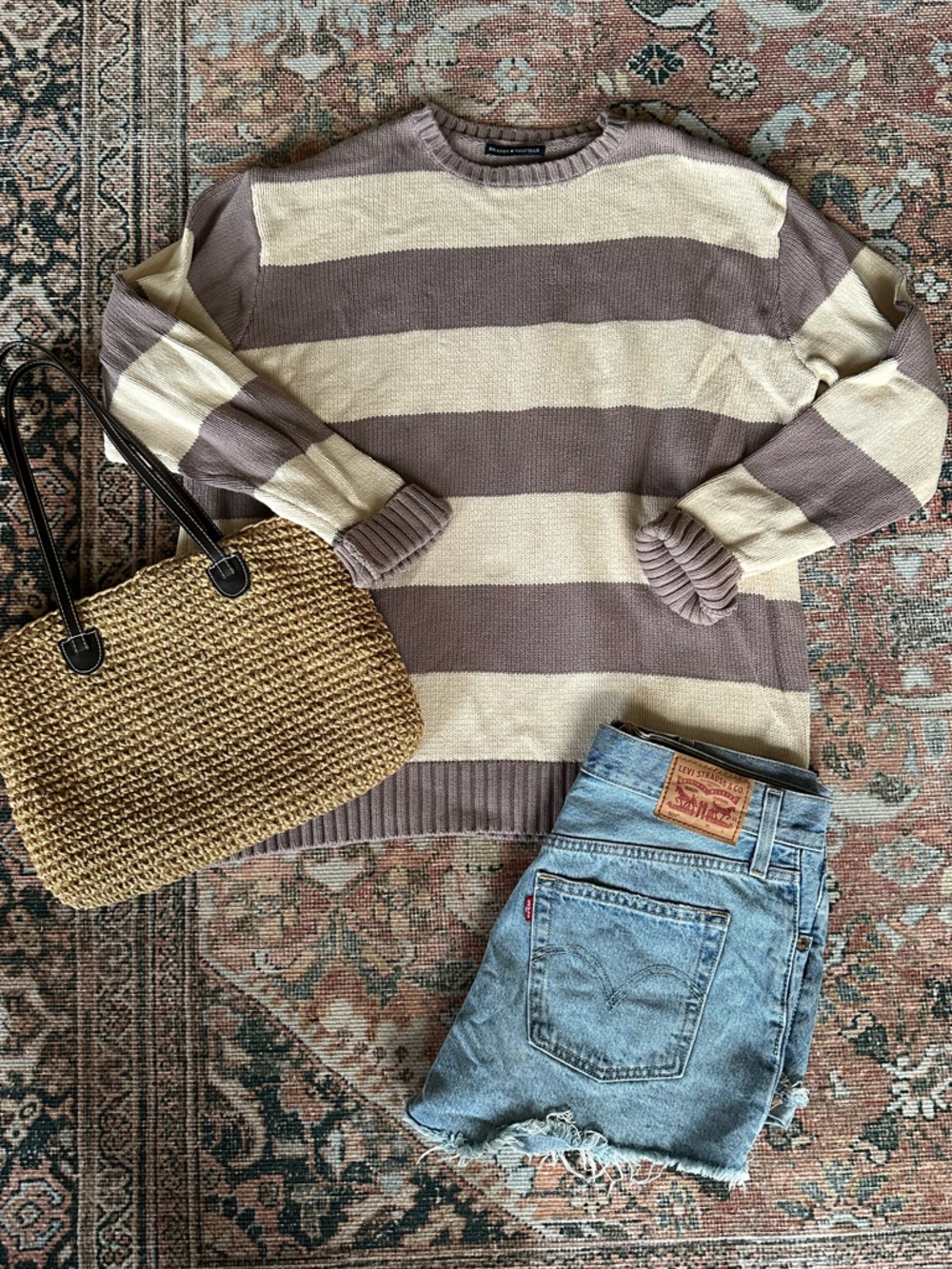Brandy Melville Brianna Sweater- Taupe & Cream